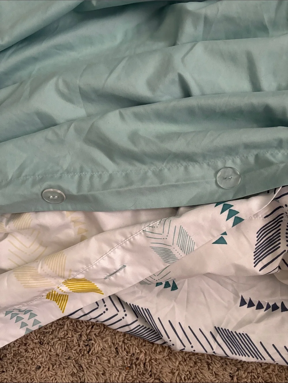 White Chevron Stripe Queen Duvet Cover with 2 Pillow Covers